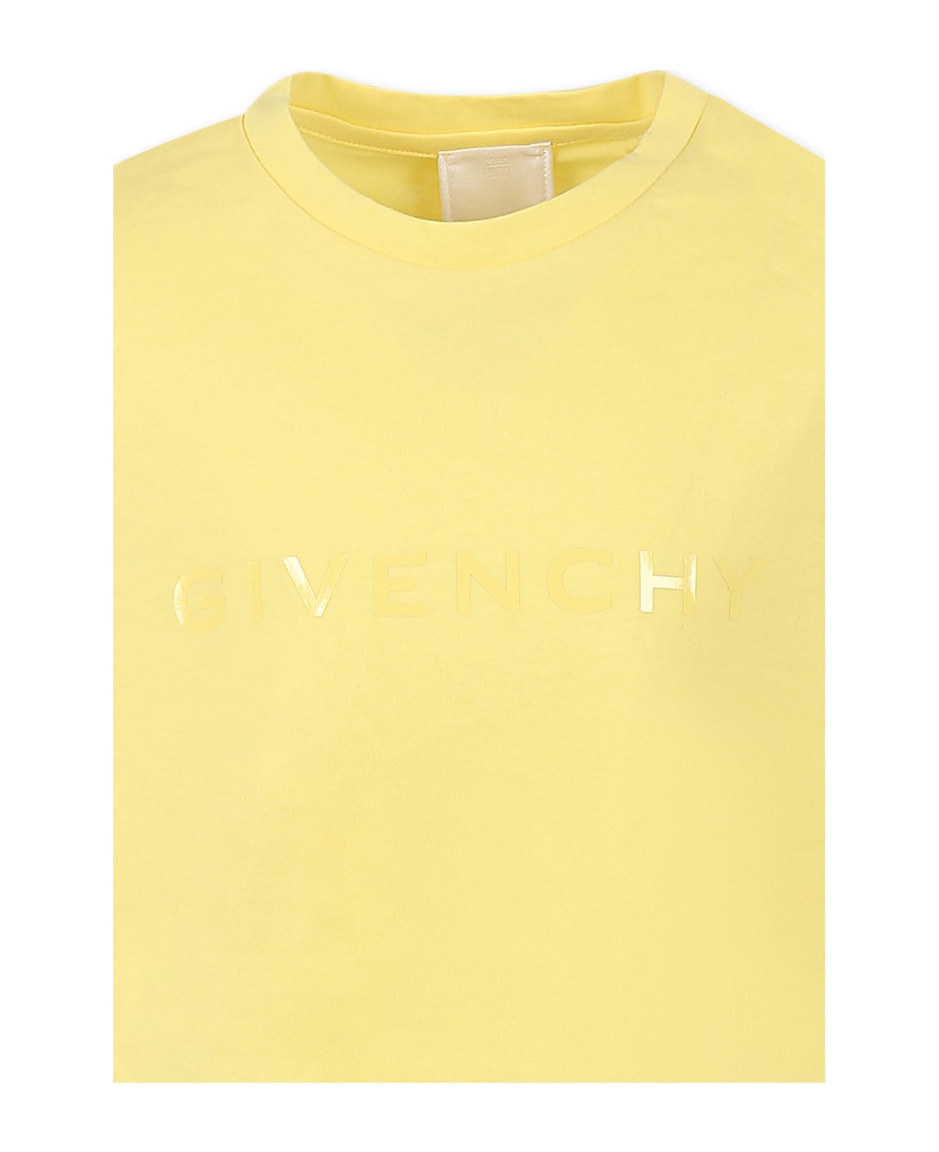 Givenchy Yellow Crop T-shirt For Girl With Logo - Yellow