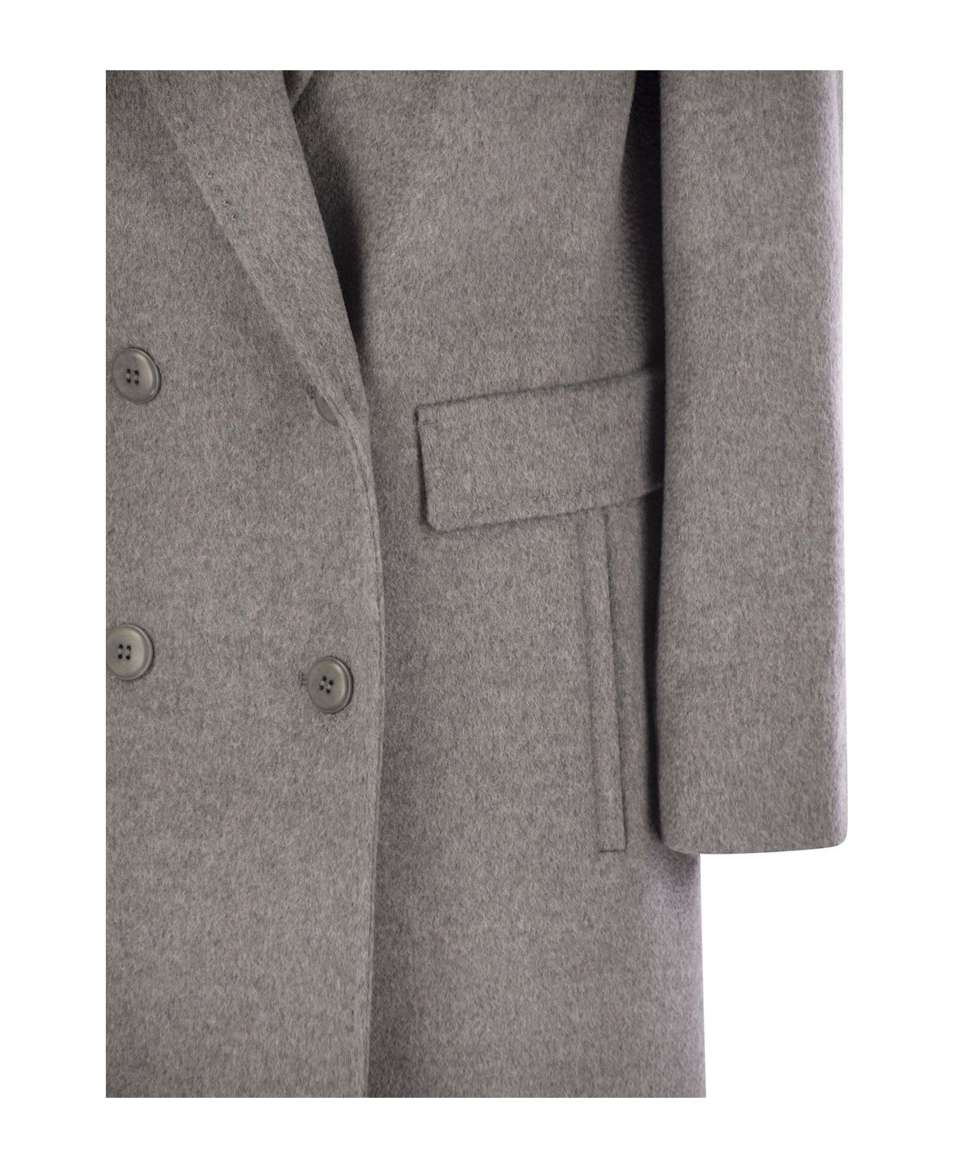 Max Mara Studio Double-breasted Long-sleeved Coat - Grey