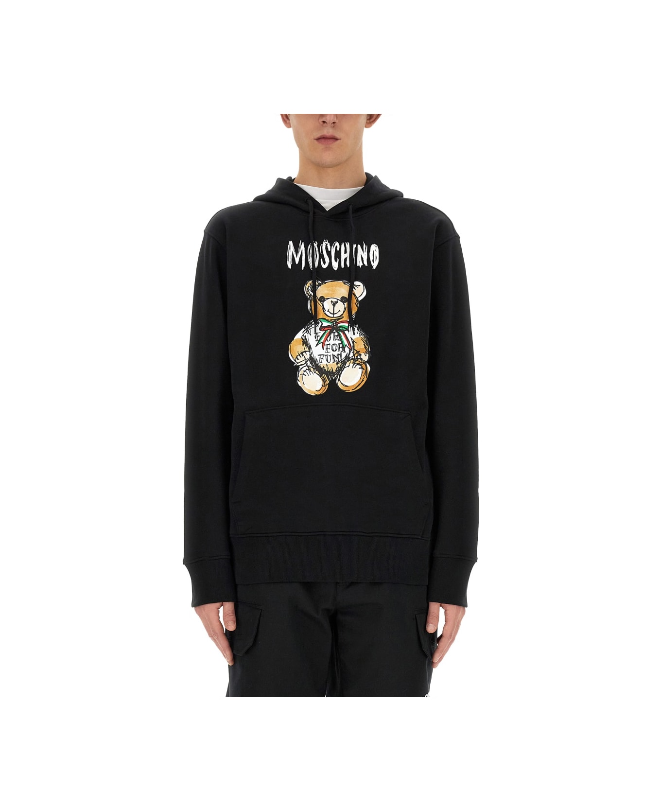 Moschino "drawn Teddy Bear" Sweatshirt - BLACK フリース