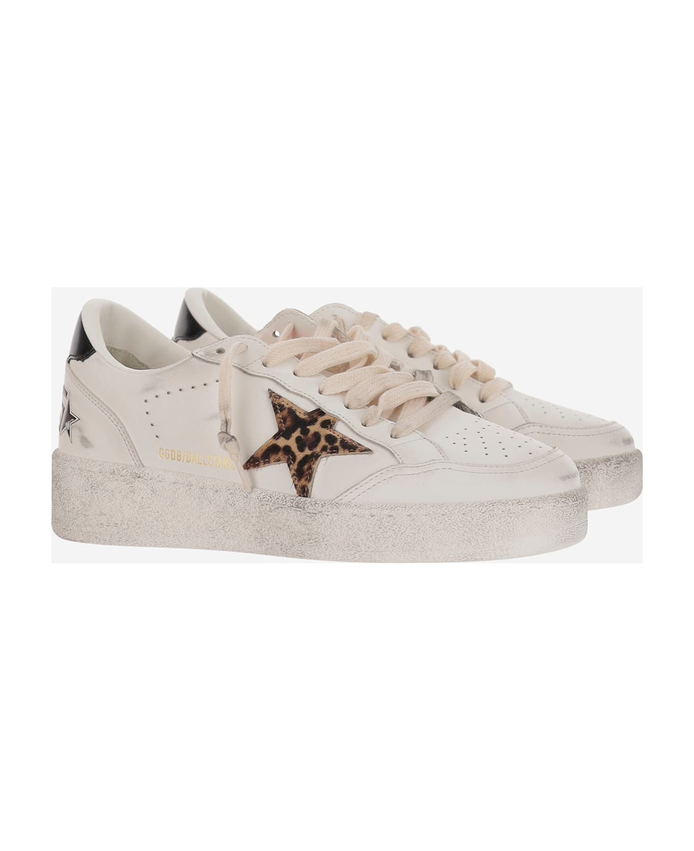 Golden Goose Ball Star Sneakers - WHITE/BEIGE BROWN BLACK LEO/BL