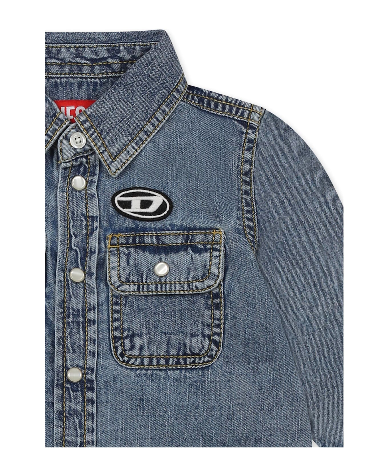 Diesel Denim Shirt For Baby Boy With Logo - Denim