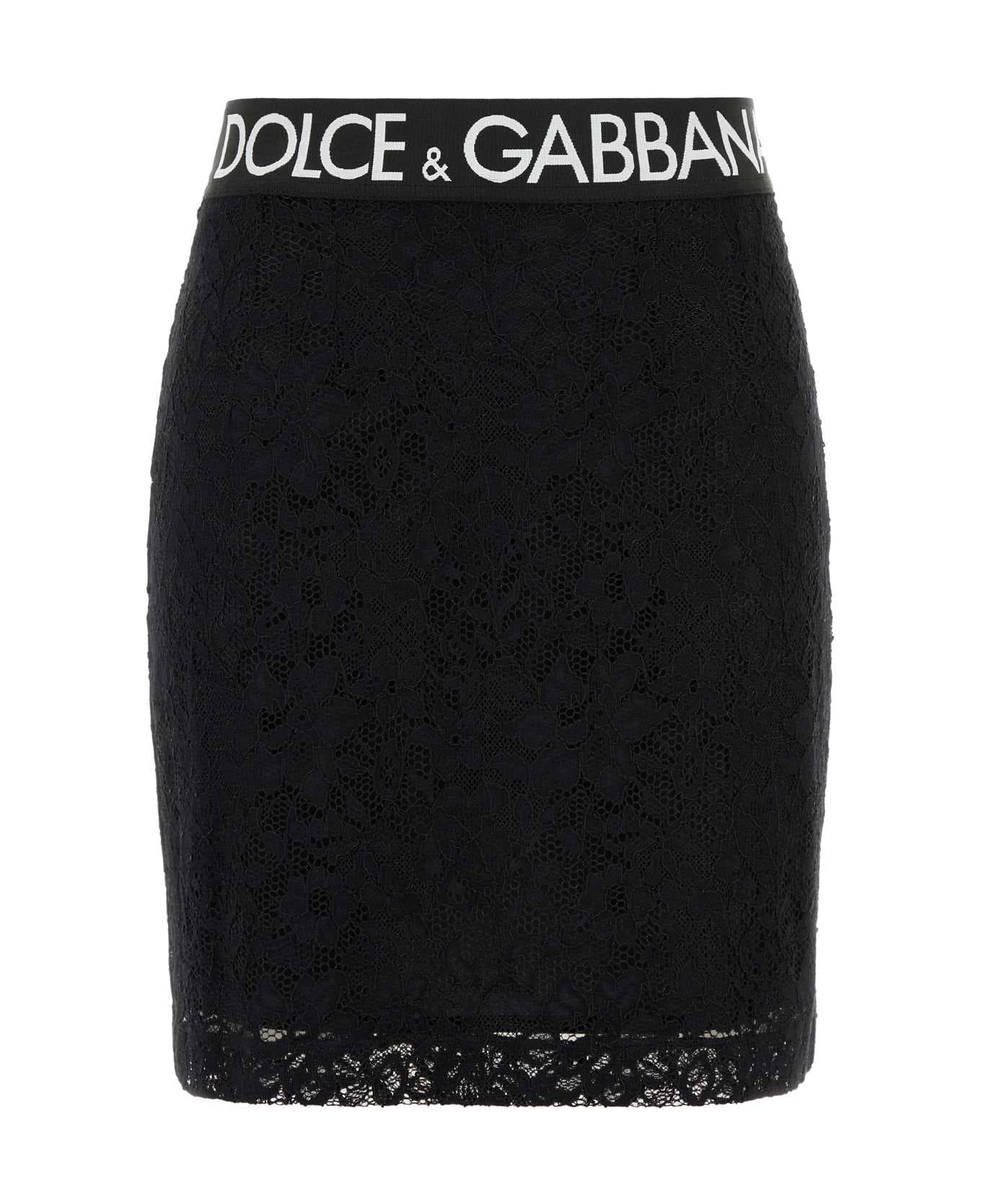 Dolce 
Gabbana Black Stretch Lace Mini Skirt - NERO