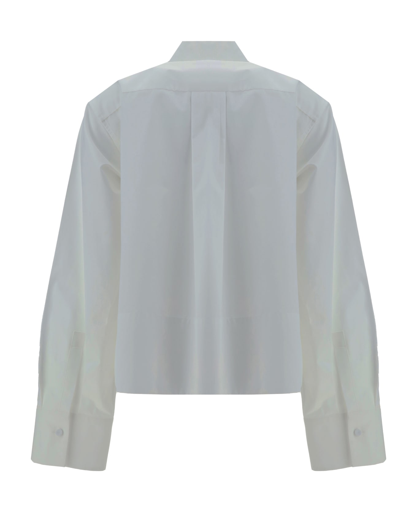 Jil Sander Crop Boxy Shirt In White Poplin - Optic White