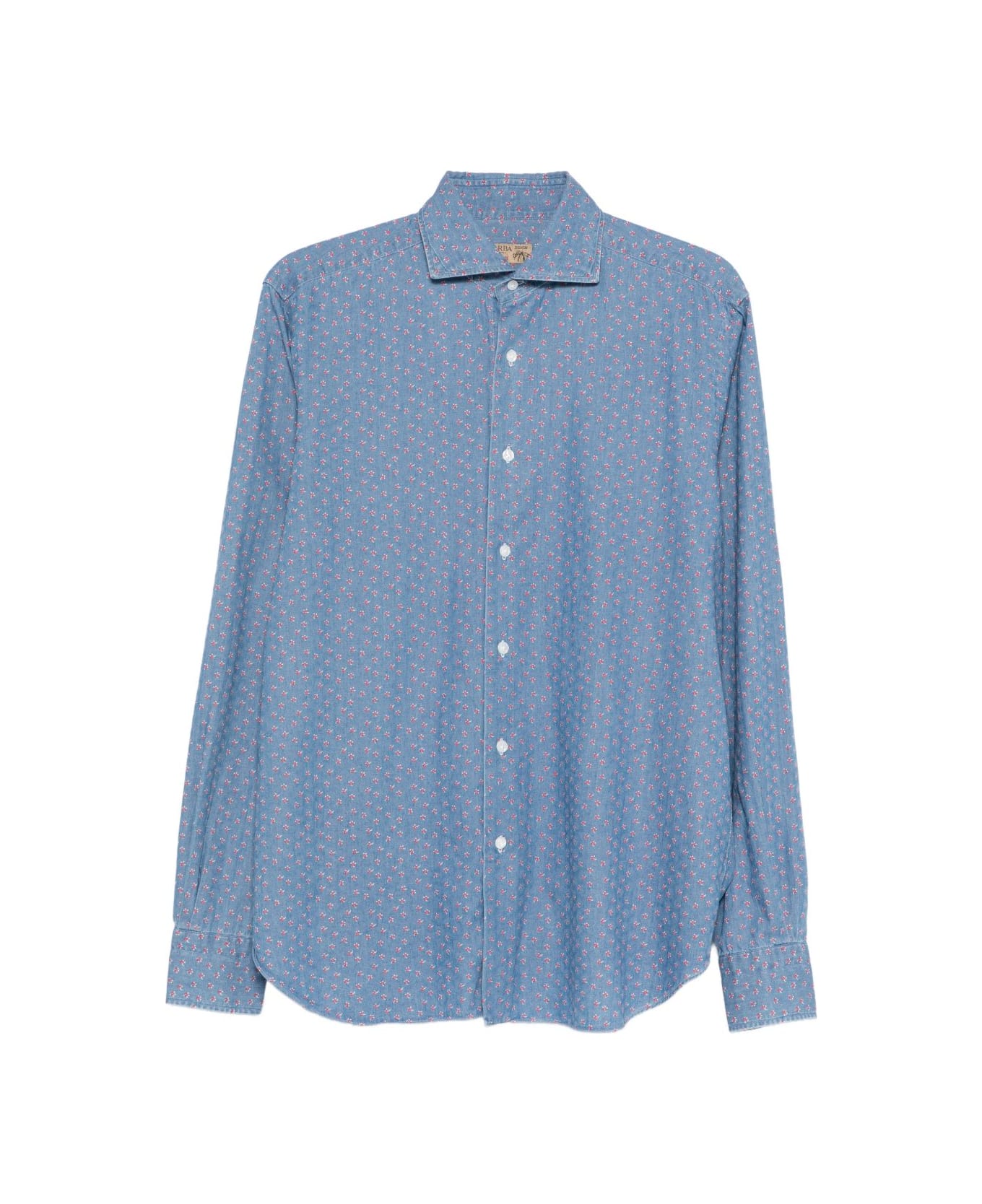 Barba Napoli Barba Shirt In Blue With A Cutaway Collar - Azzurra