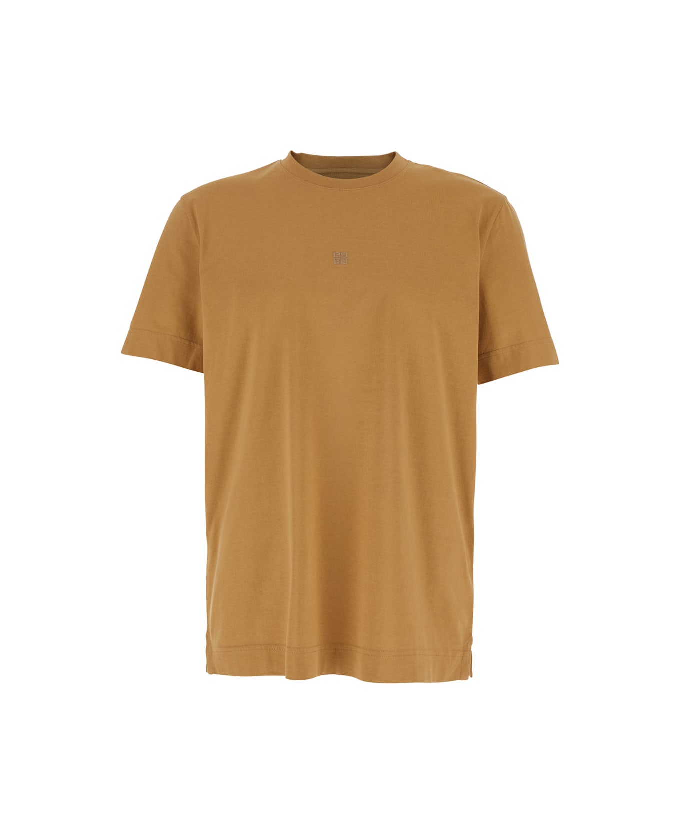 Givenchy Beige Crewneck T-shirt With 4g Logo On The Front In Cotton Man - Beige