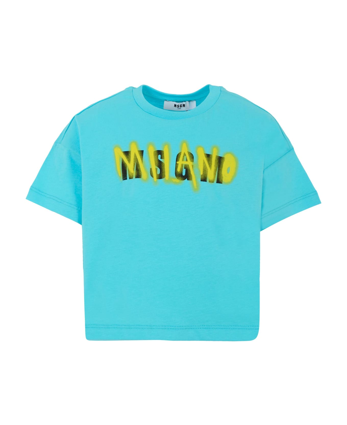 MSGM Light Blue T-shirt For Girl With Logo - Light Blue
