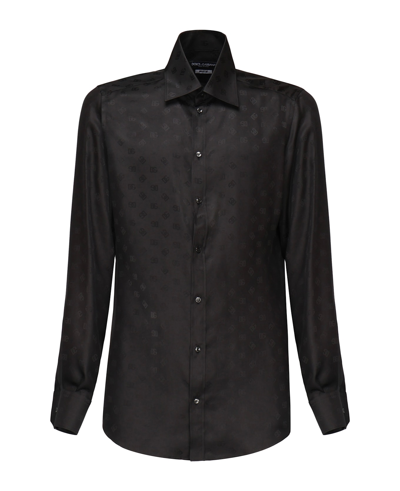 Dolce 
Gabbana Martini Silk Jacquard Logo Shirt - Black