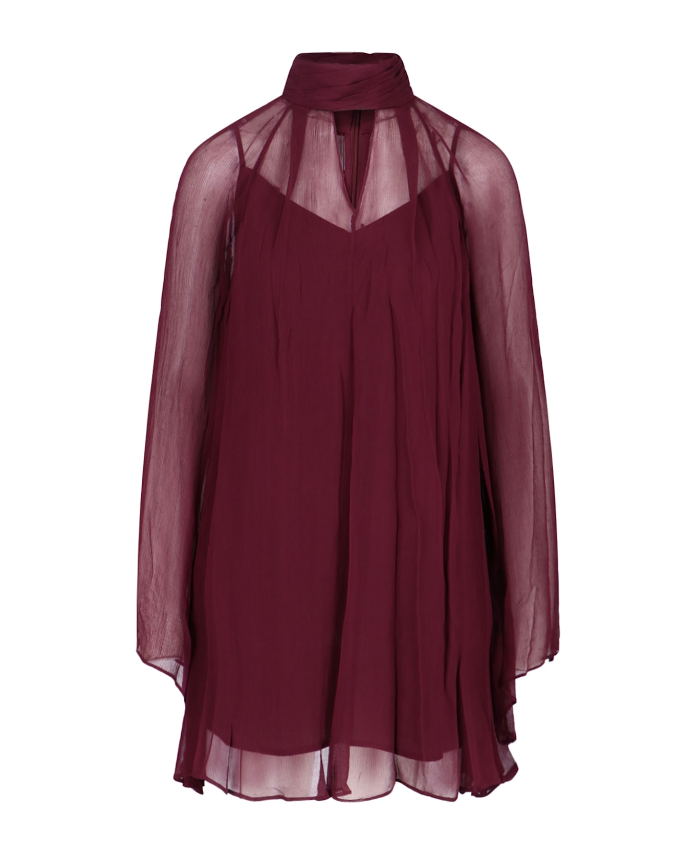 STAUD 
esther
 Mini Chiffon Dress - BORDEAUX