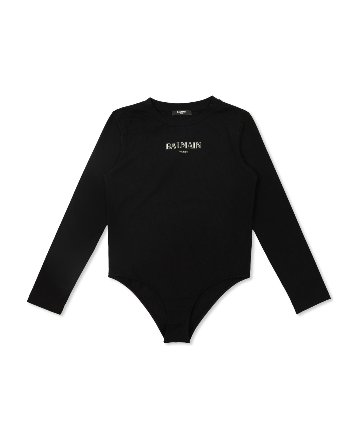 Balmain Logo Printed Ribbed Body - Black