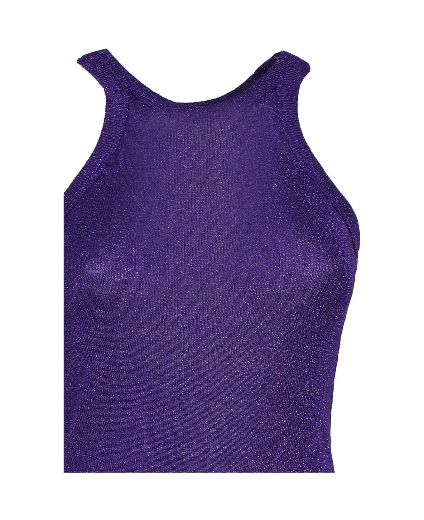 SportMax Ribbed Sleeveless Dress - Purple