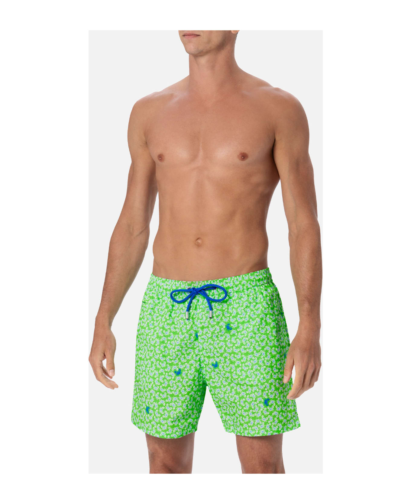 MC2 Saint Barth Comfort Light Classic Stretch Swim Shorts With Crabs Print - VERDE FLUO