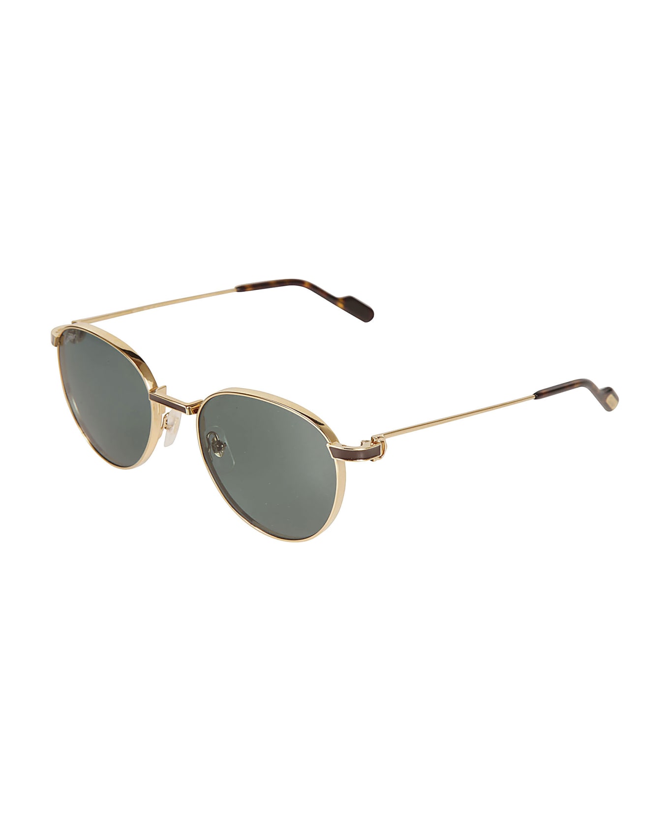 Cartier Eyewear Logo Round Sunglasses - 002 gold gold green