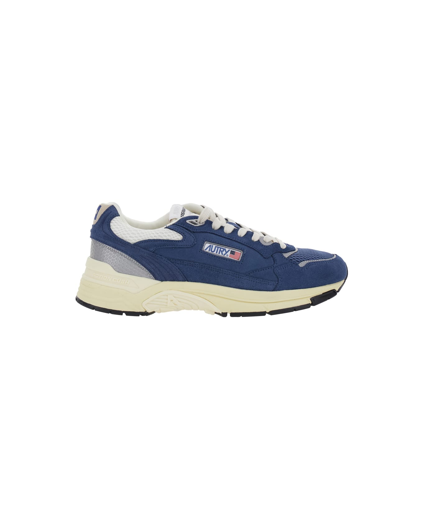 Autry 'hyperway' Blue Low Top Sneakers With Logo Patch On Tongue And Side In Tech Fabric Man - Blu