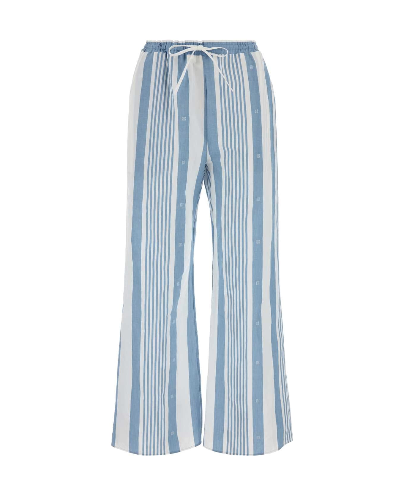 Givenchy Embroidered Cotton Blend Wide-leg Pant - BLUEOFFWHITE