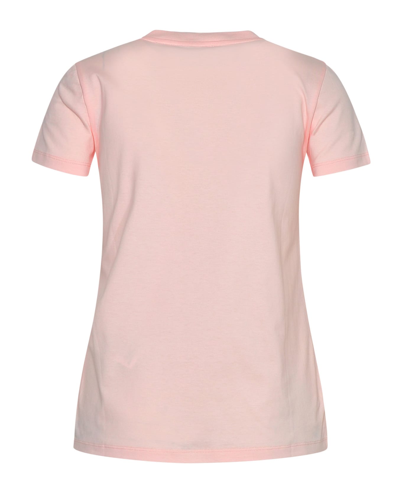 Max Mara Crew Neck T-shirt With Embroidered Logo On The Chest In Cotton - Pink