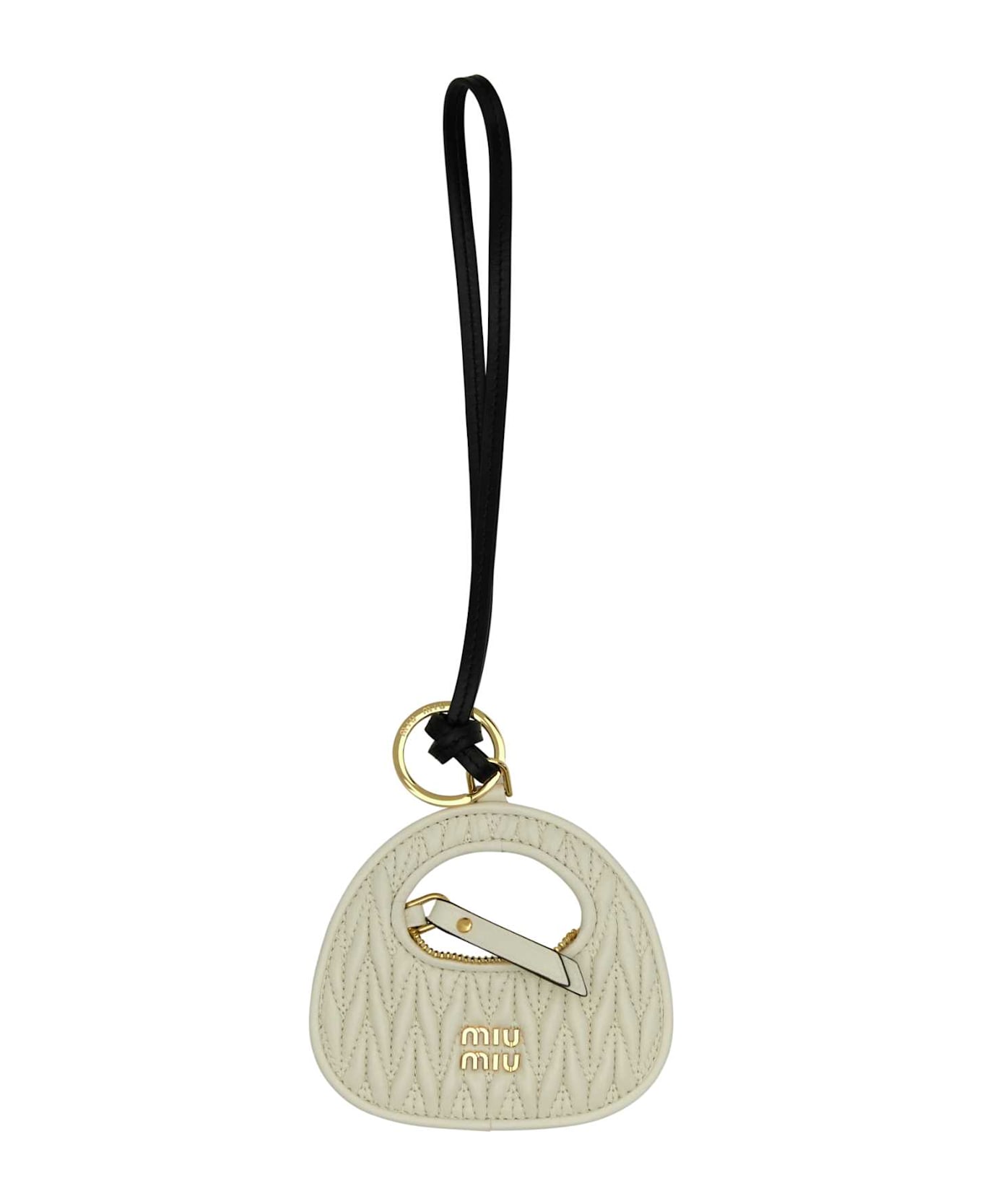 Miu Miu Ivory Leather Keyring - BIANCO