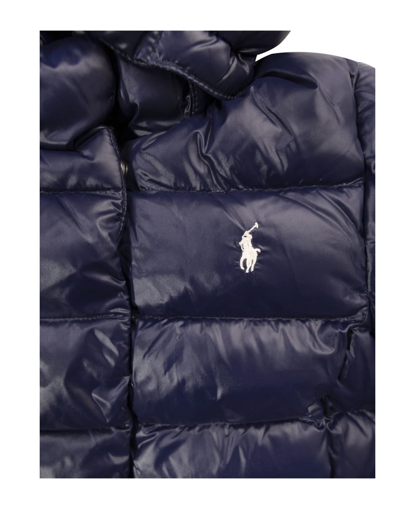 Polo Ralph Lauren Peplum Down Jacket With Hood - Navy
