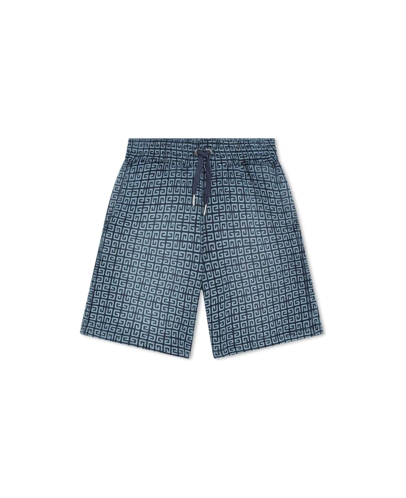Givenchy Denim Shorts With 4g Print - Blue ボトムス