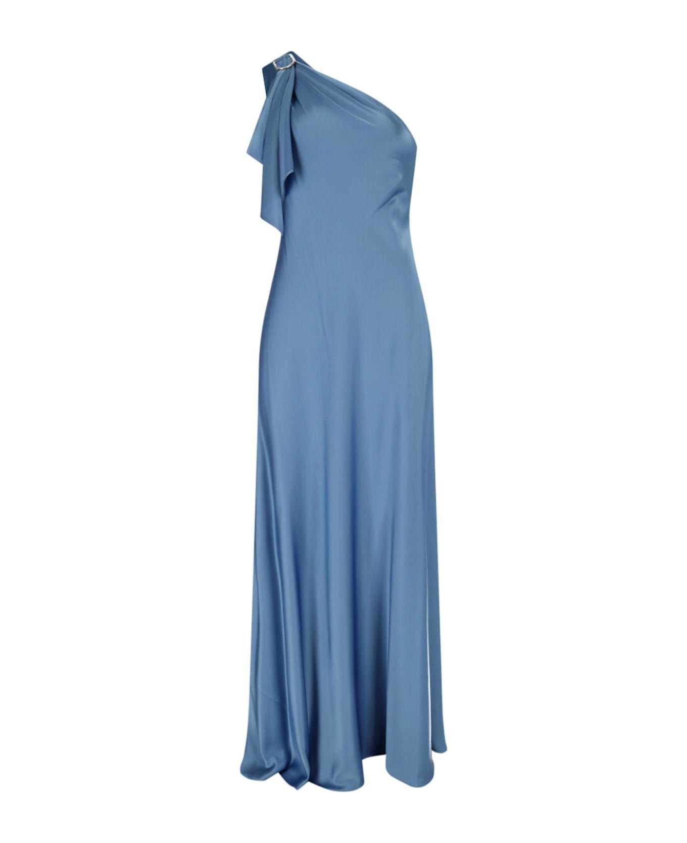 Ralph Lauren Satin One-shoulder Gown - Clear Blue