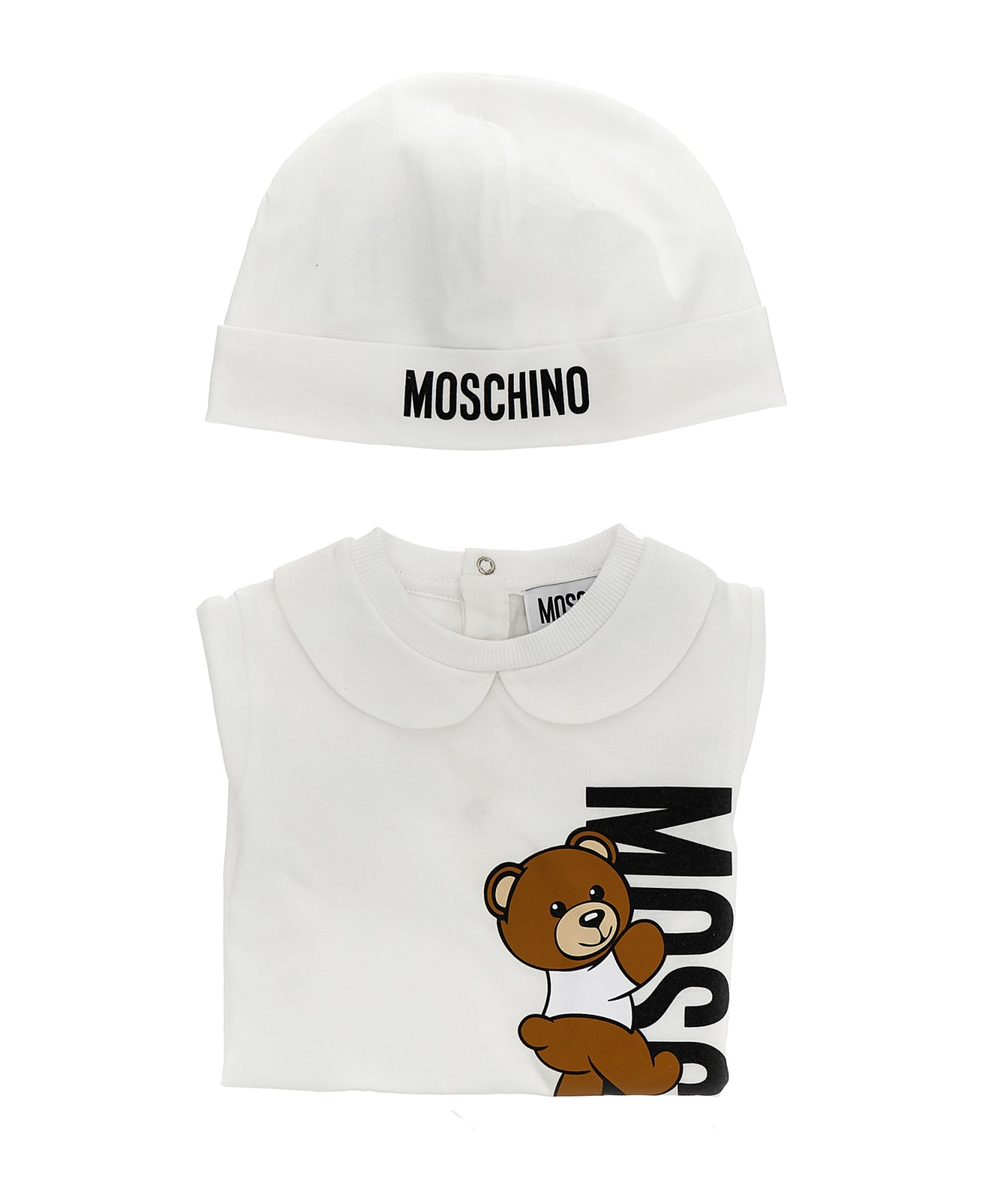 Moschino Bib + Cap - White