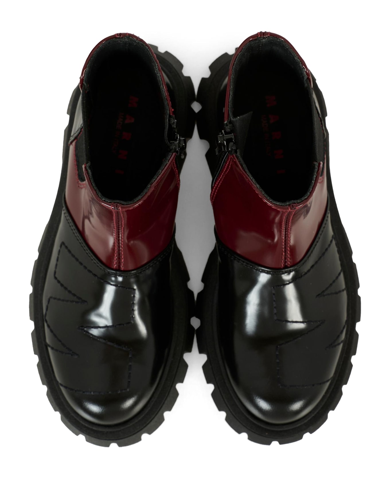 Marni Black Ankle Boots For Kids With Logo - Black