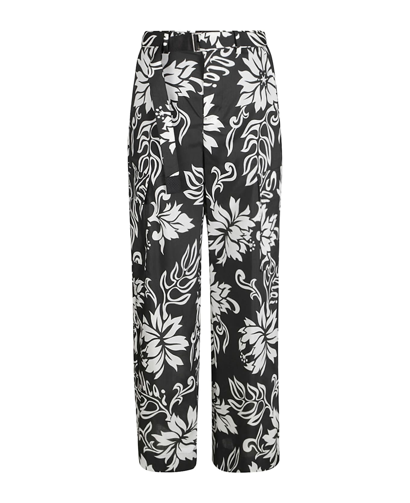 Sacai Printed Belted Trousers - Black ボトムス