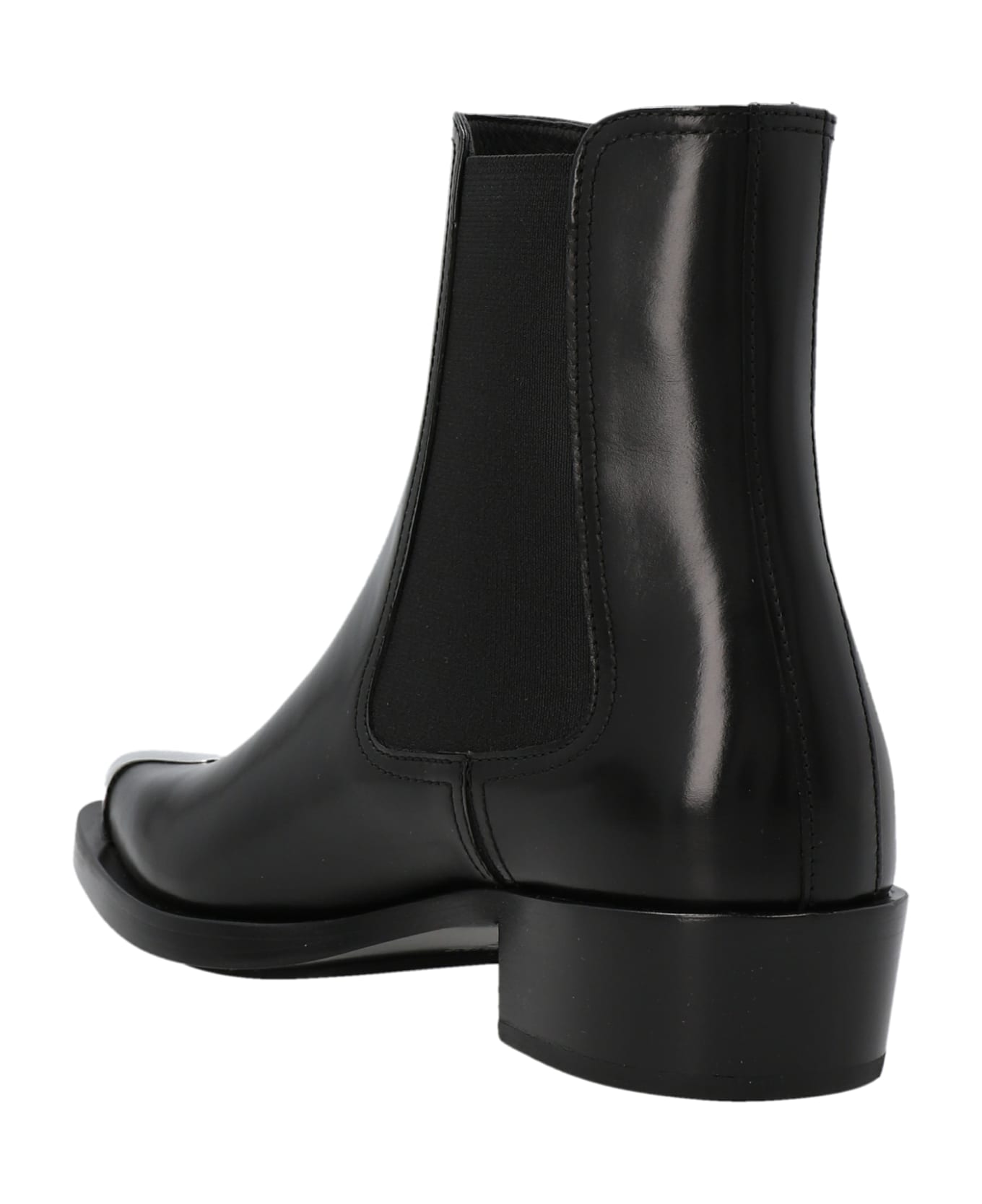 Alexander McQueen Metallic Toe Ankle Boots - Nero