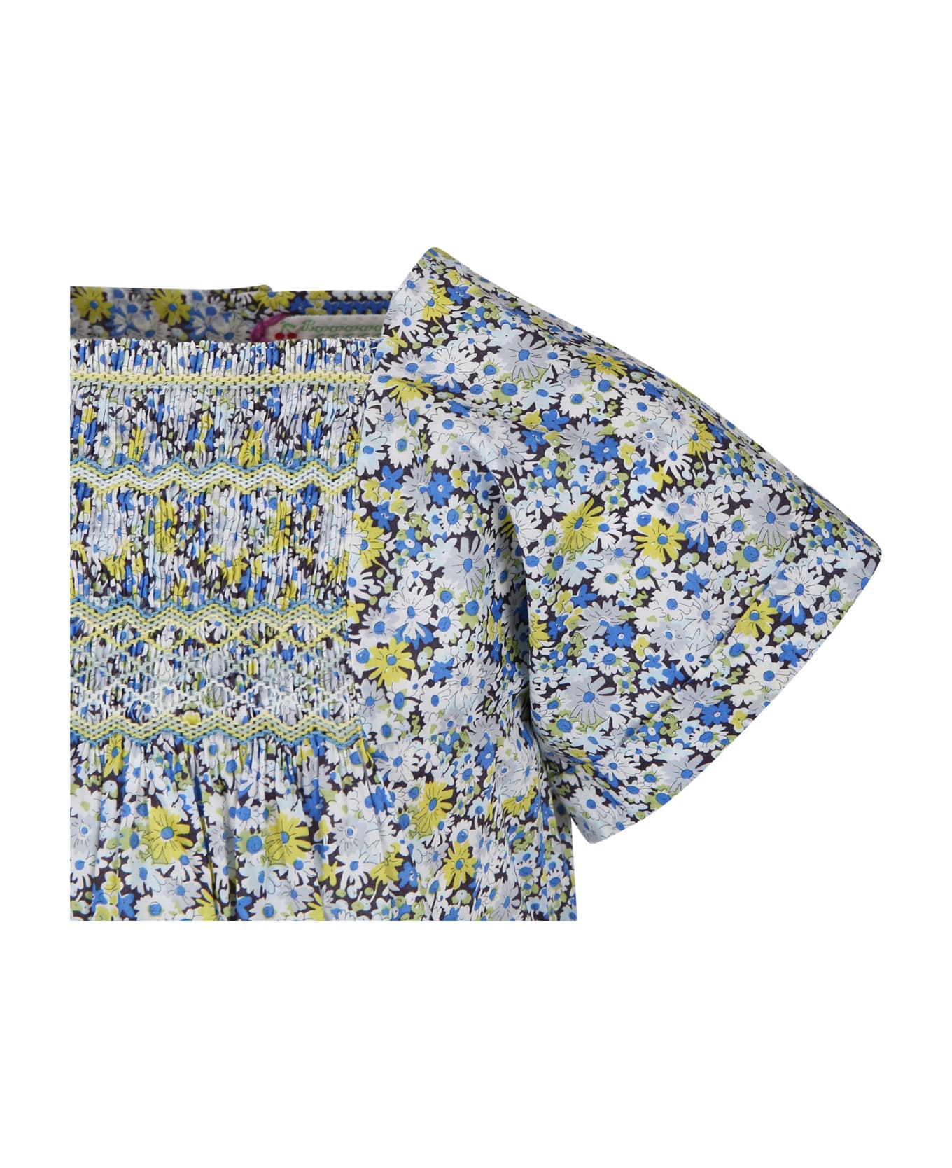 Bonpoint Light Blue For Girl With Floral Print - Multicolore トップス