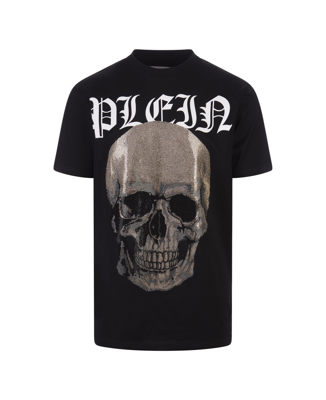 Philipp Plein Black T-shirt With Crystals Skull - Black