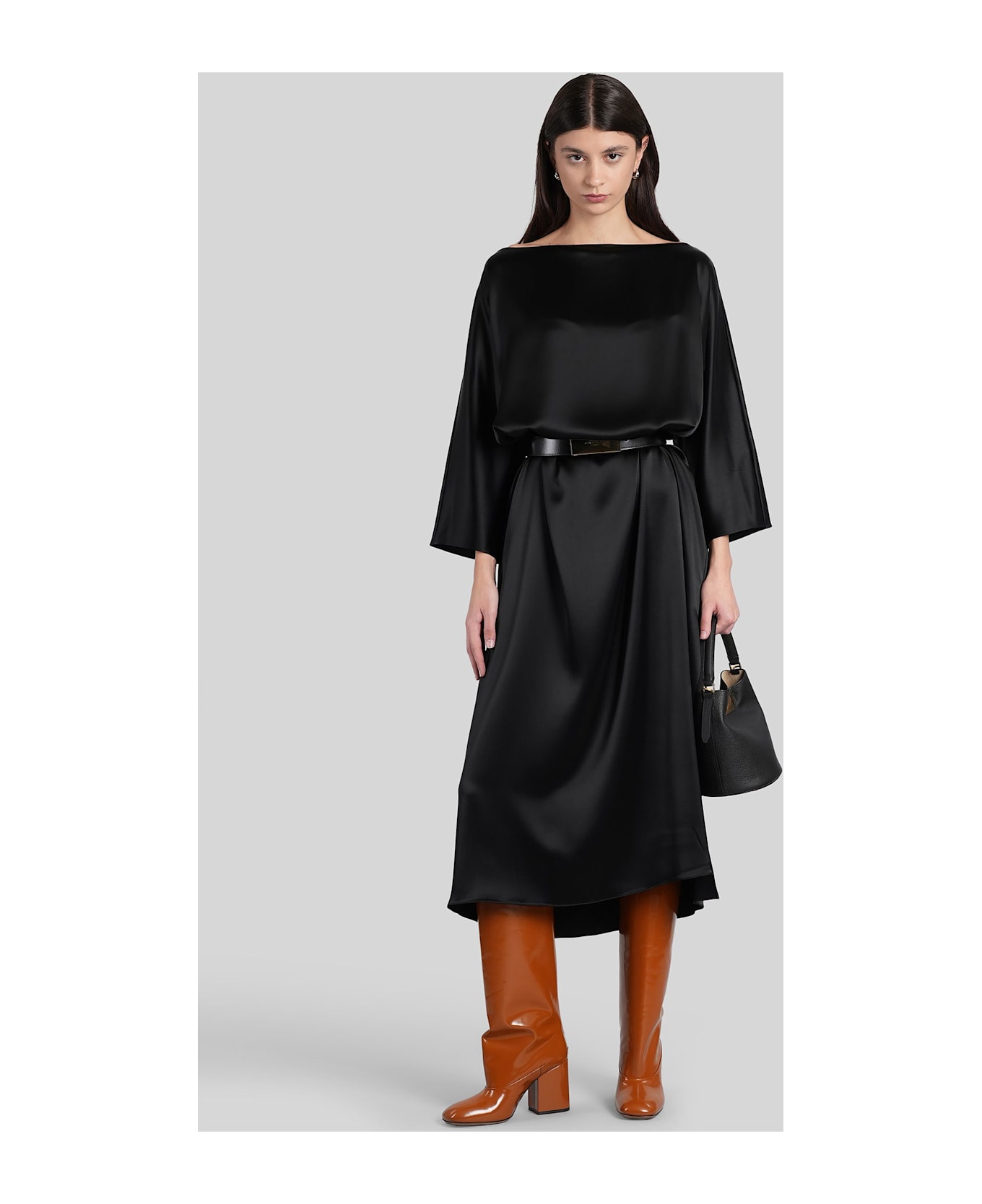 Gianluca Capannolo Laura Long Long Dress In Black Triacetate - black