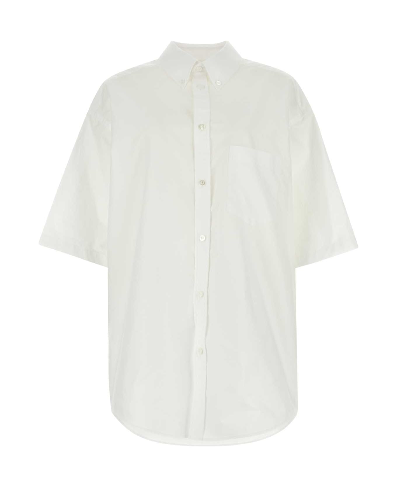 Balenciaga White Poplin Oversize Shirt - WHITE