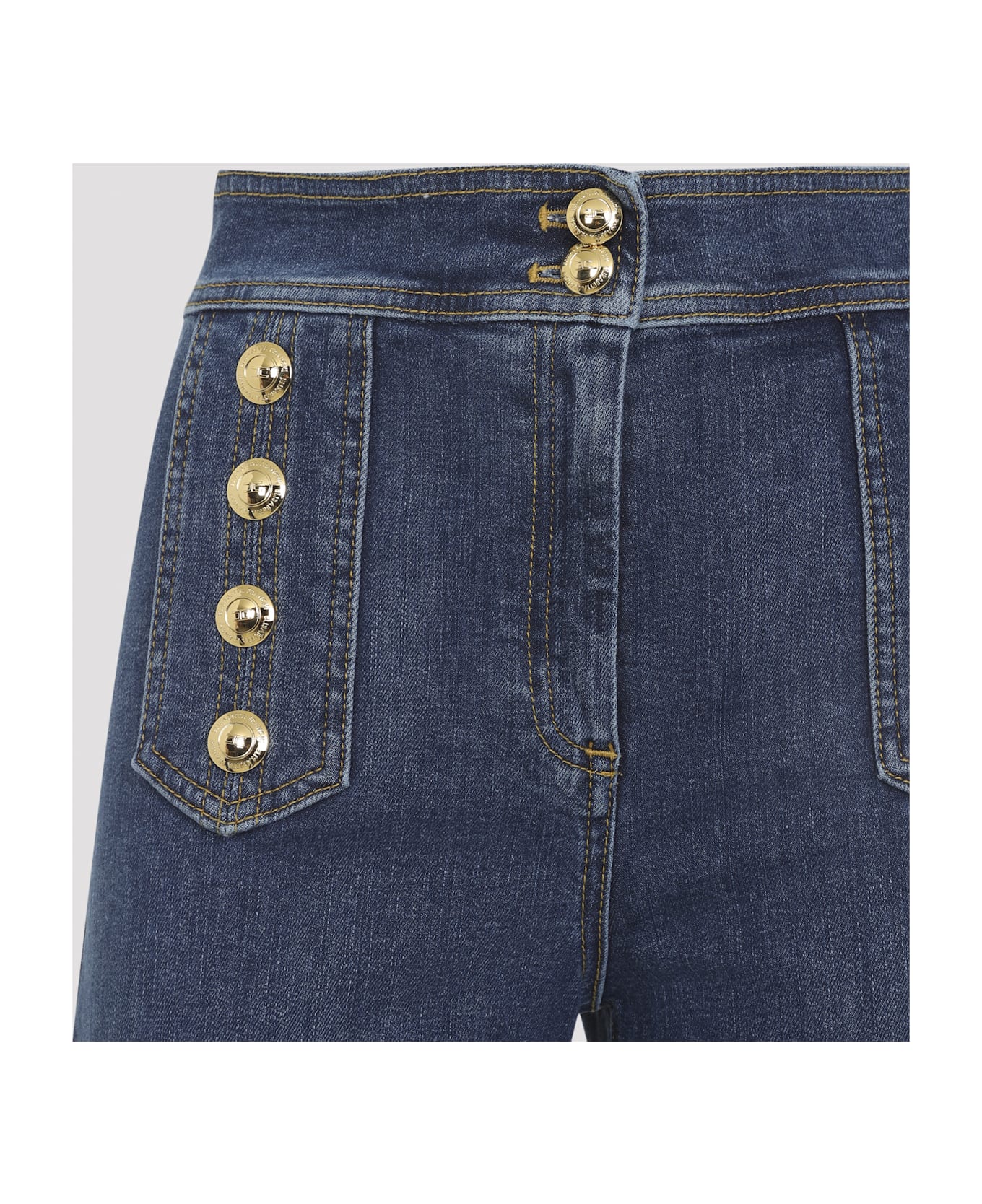 Elisabetta Franchi Jeans With Buttons - Blue Denim