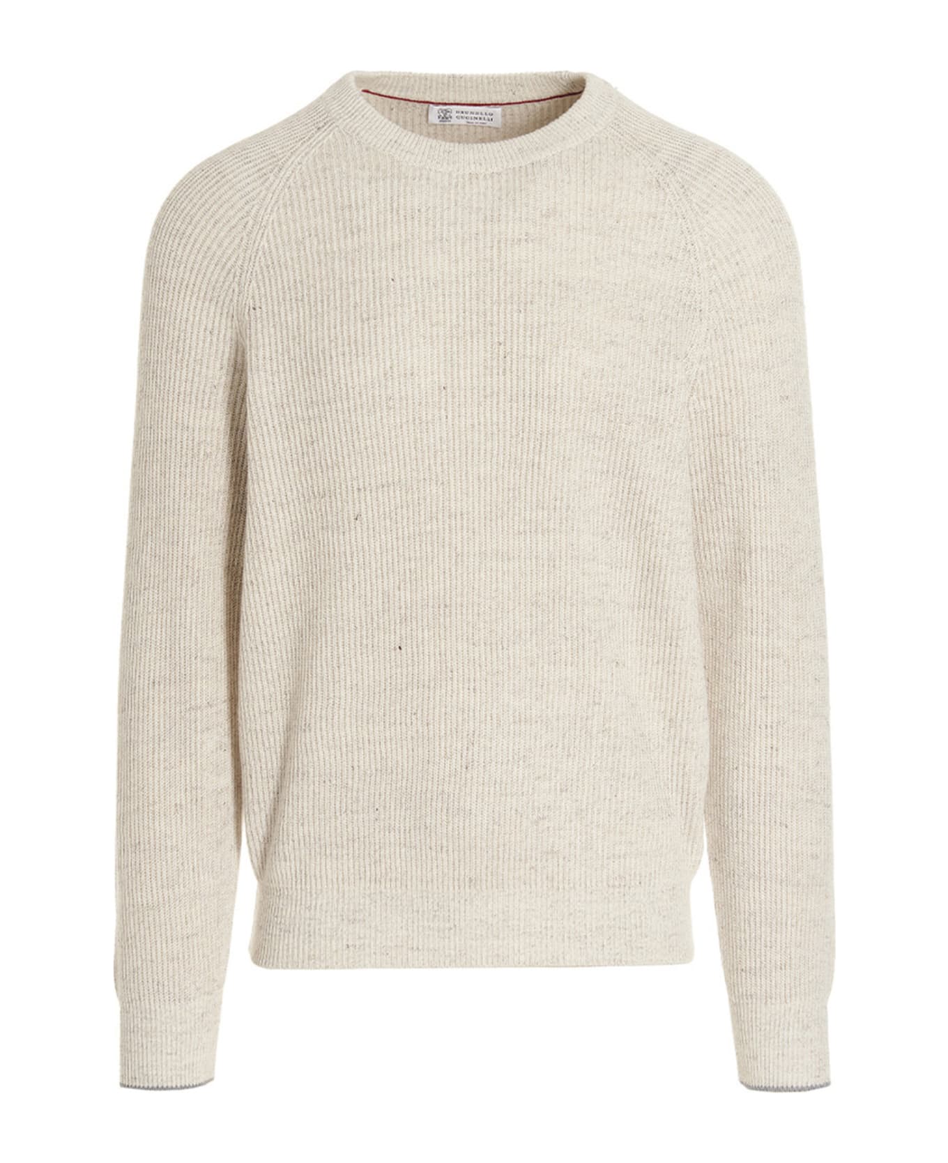 Brunello Cucinelli Ribbed Cotton Sweater - BEIGE