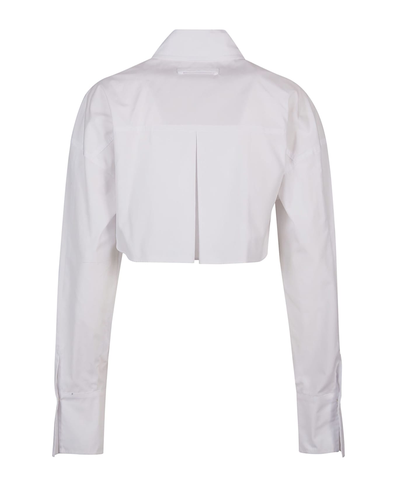 Patrizia Pepe Long Sleeve Cropped Shirt - Bianco Ottico
