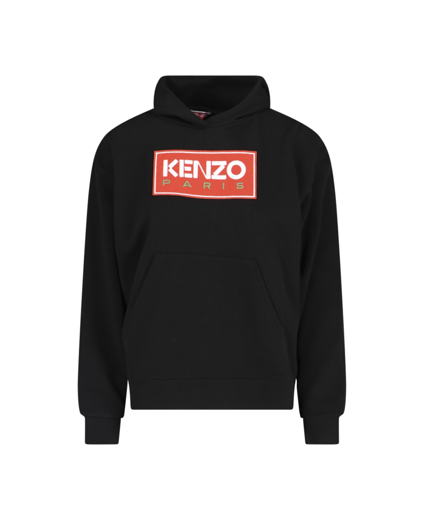 Kenzo Logo Embroidered Hoodie - Black フリース