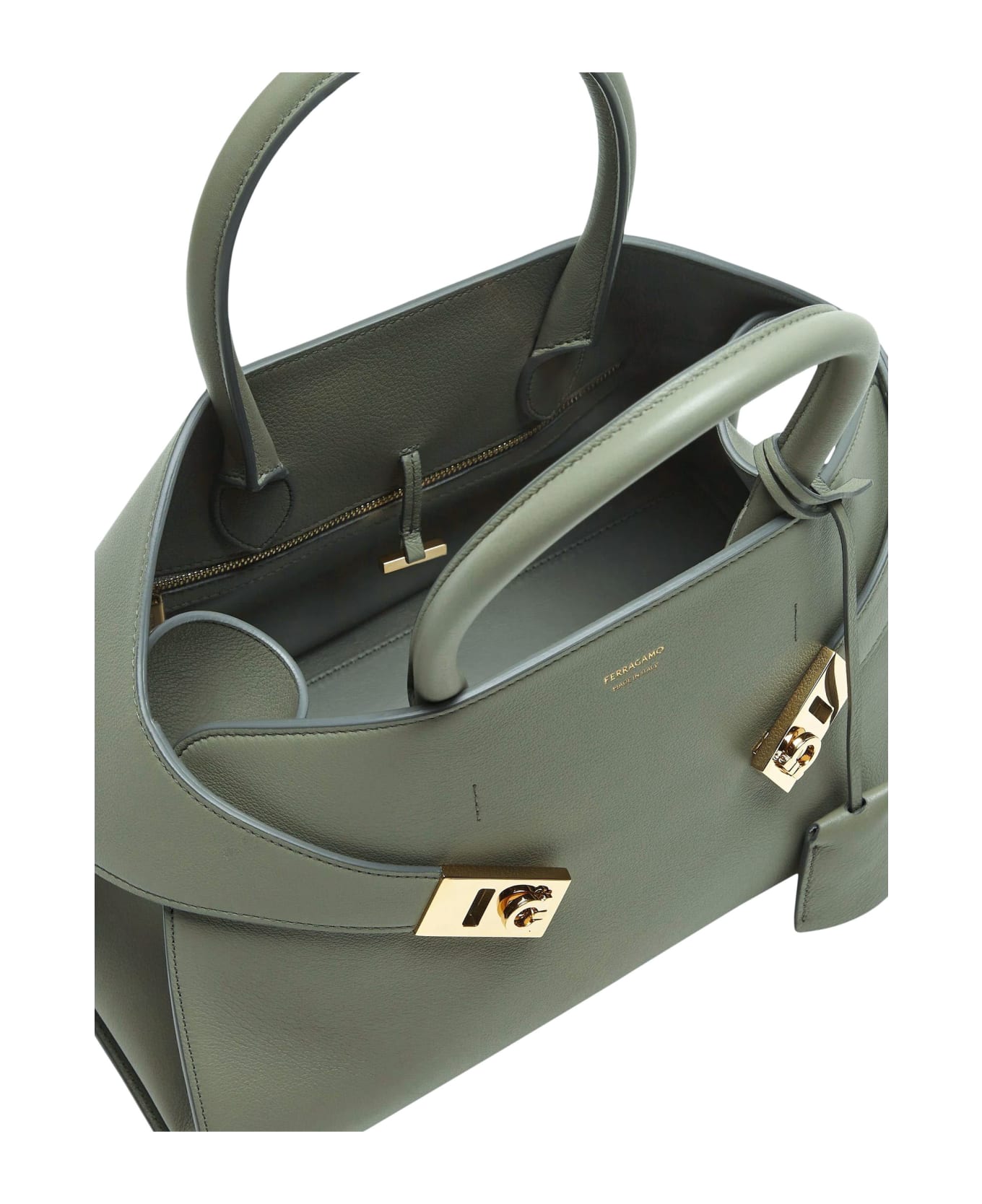 Ferragamo Ash Grey Small Hug Leather Tote Bag - Grey