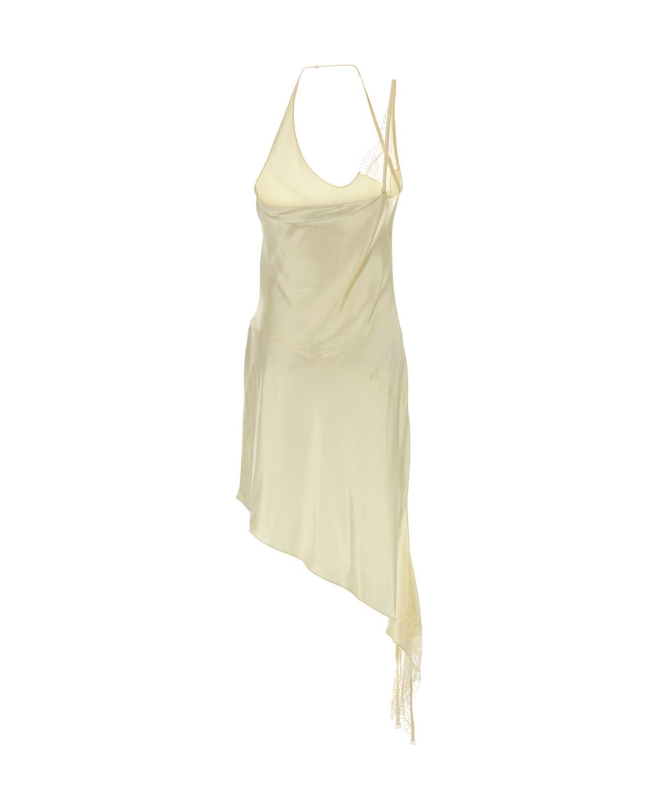 Courrèges Pastel Yellow Stretch Satin Rose Dress - LIMONCELLO