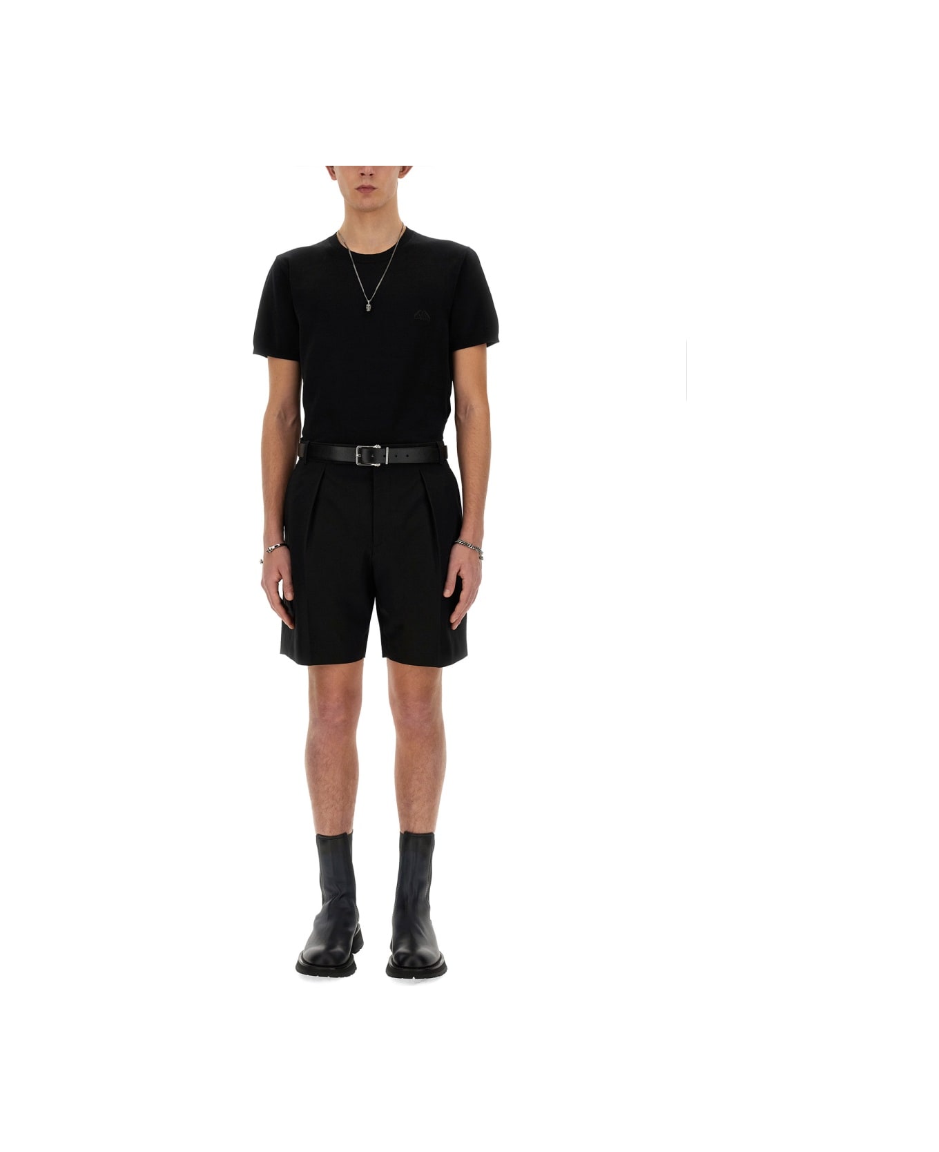 Alexander McQueen Cotton Bermuda Shorts - BLACK ショートパンツ