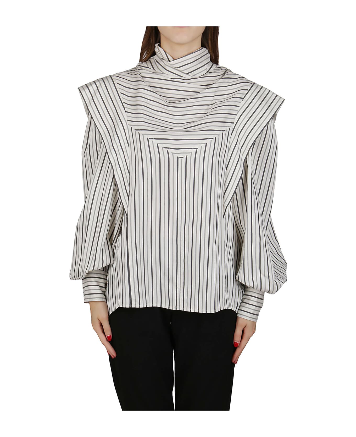 Isabel Marant White Silk Bianca Blouse - GREY/ECRU