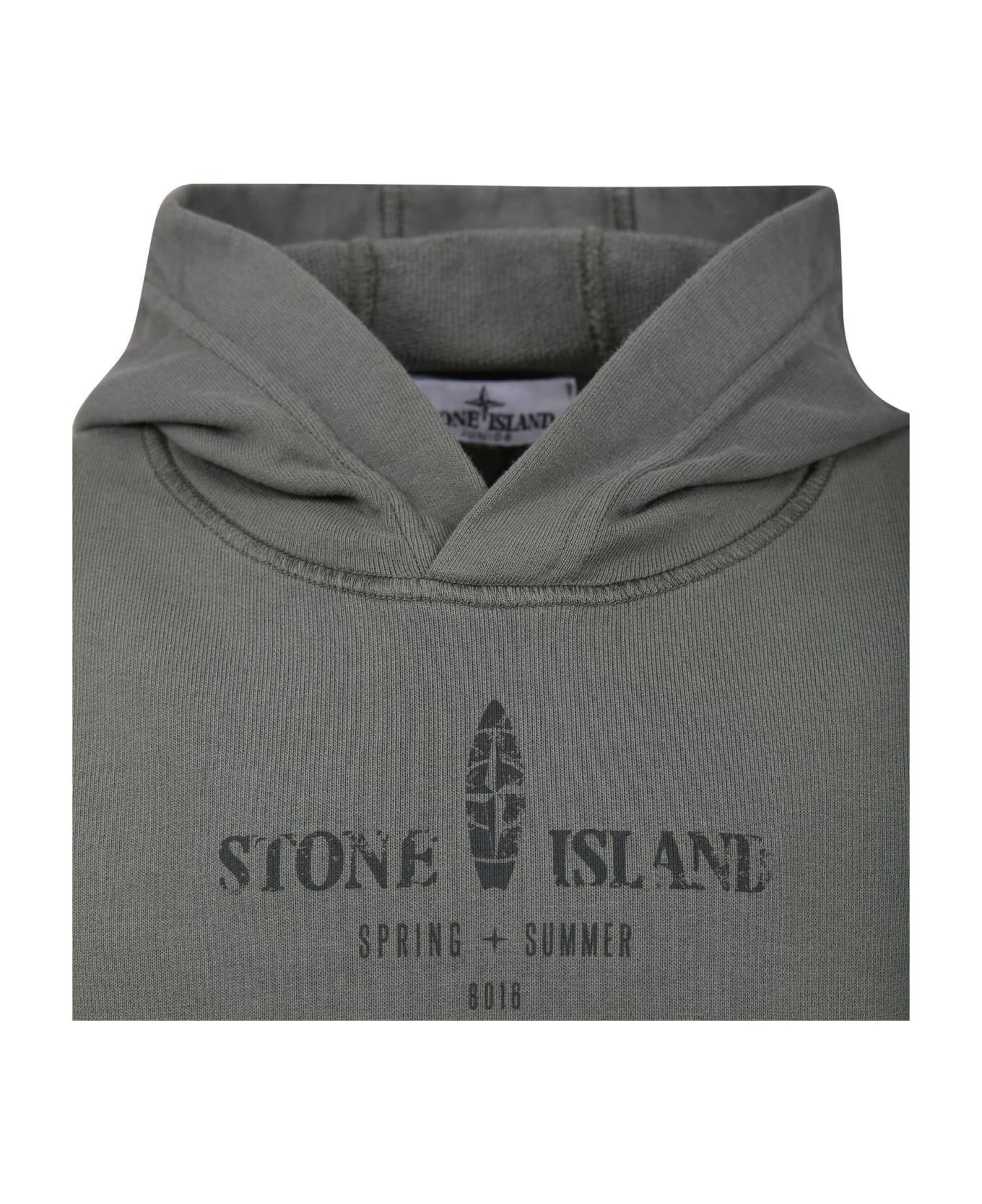 Stone Island Junior Green Sweatshirt For Boy With Logo Print - Green ニットウェア＆スウェットシャツ