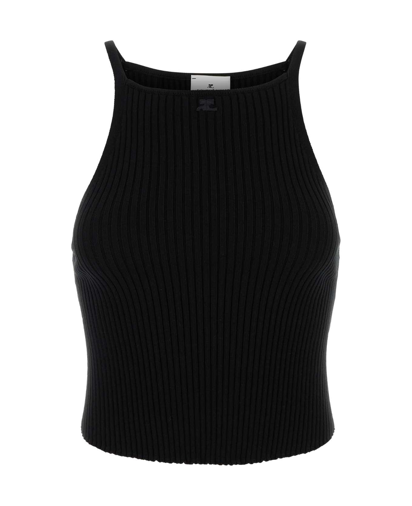 Courrèges Black Viscose Blend Tank Top - Black