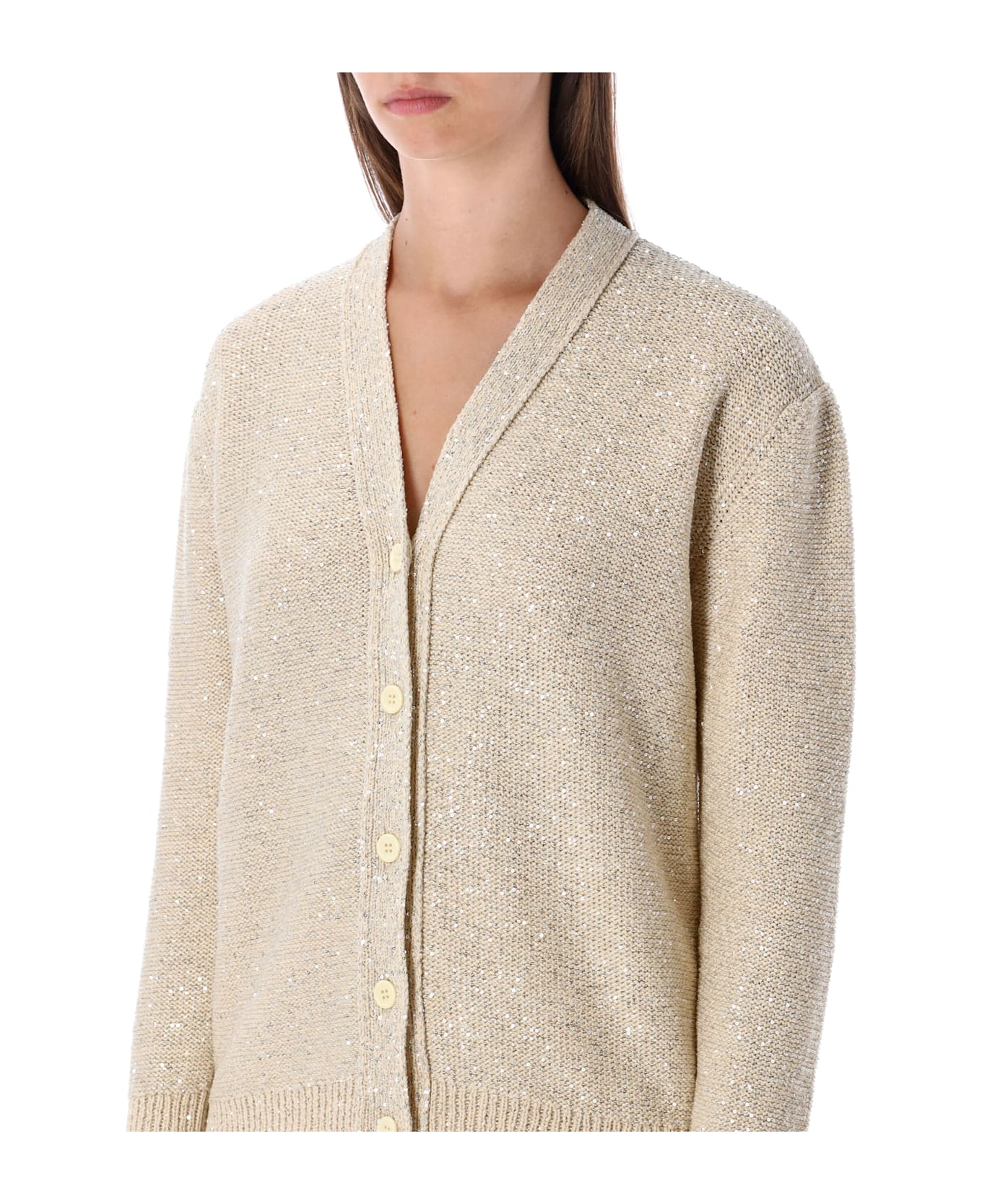 Fabiana Filippi Cotton Cardigan With Sequins - VANILLA