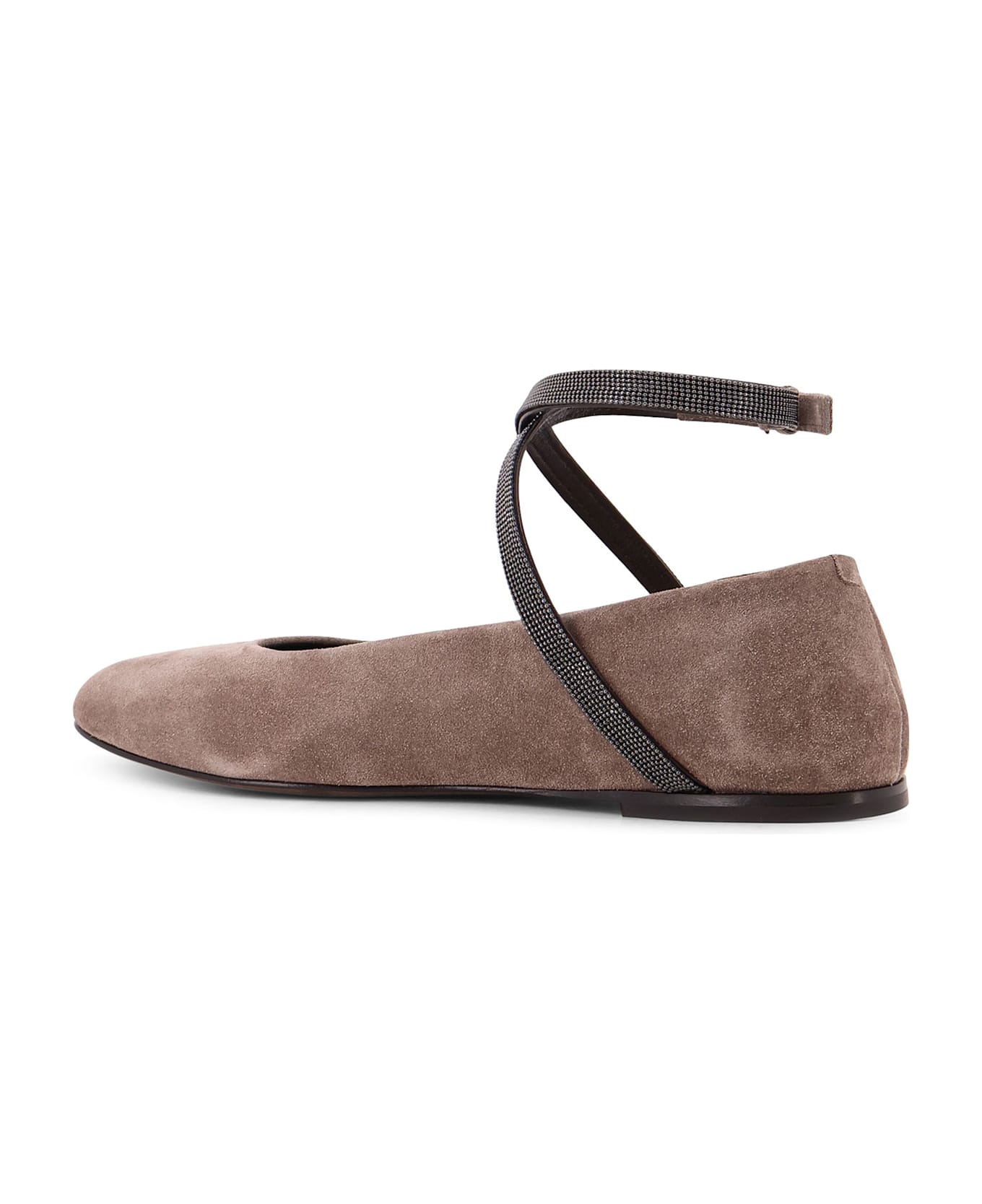 Brunello Cucinelli Suede Ballerinas With Monili Detail - VIGOGNA