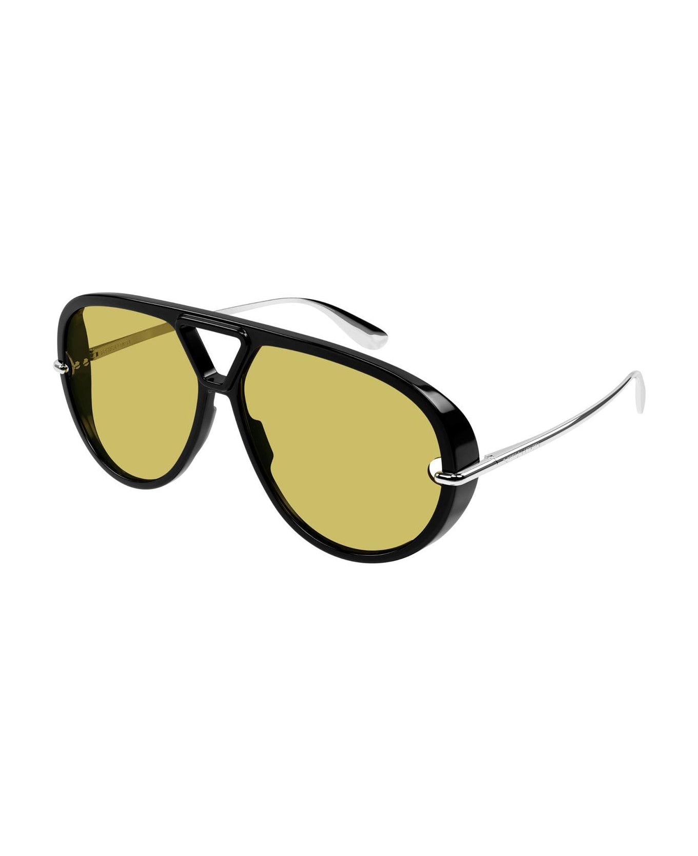 Bottega Veneta Eyewear Aviator Frame Sunglasses - 002 black silver yellow