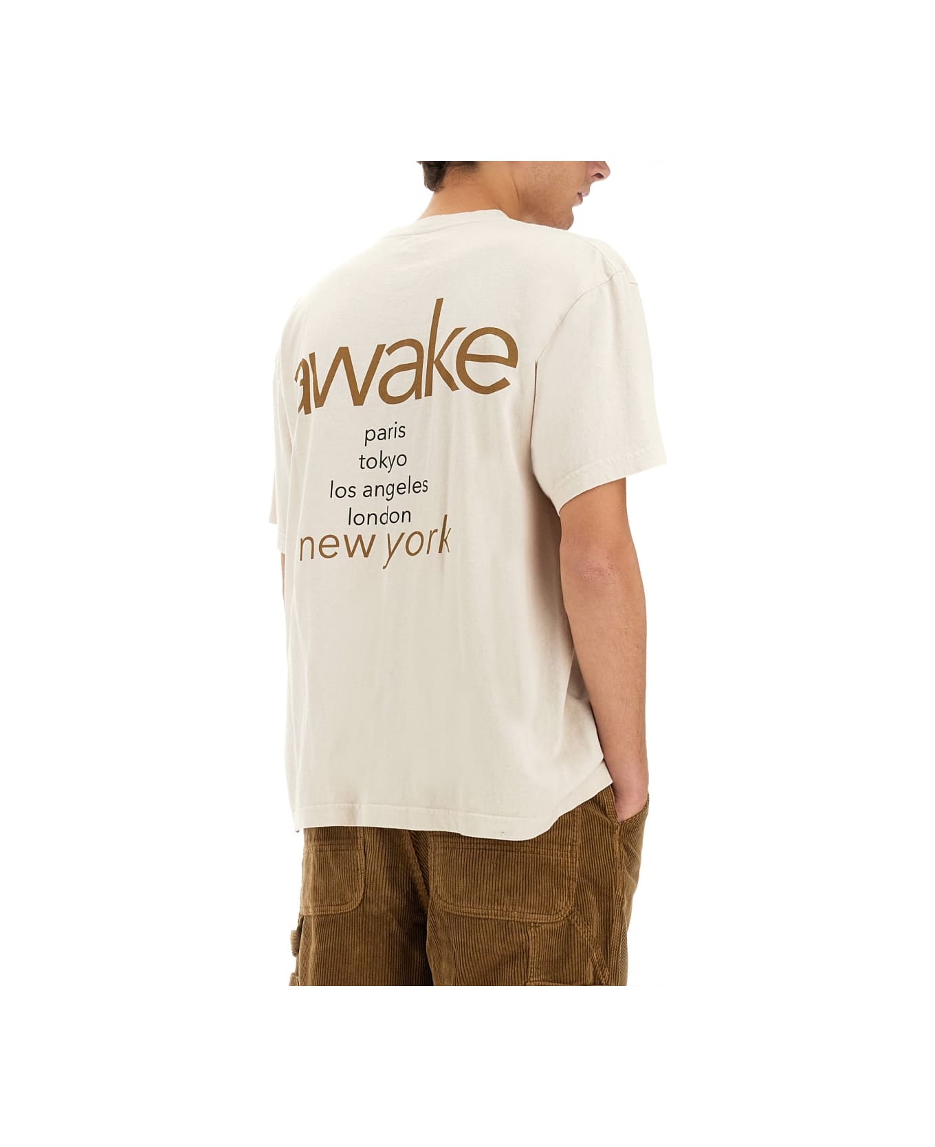 Awake NY T-shirt With Logo - NUDE シャツ