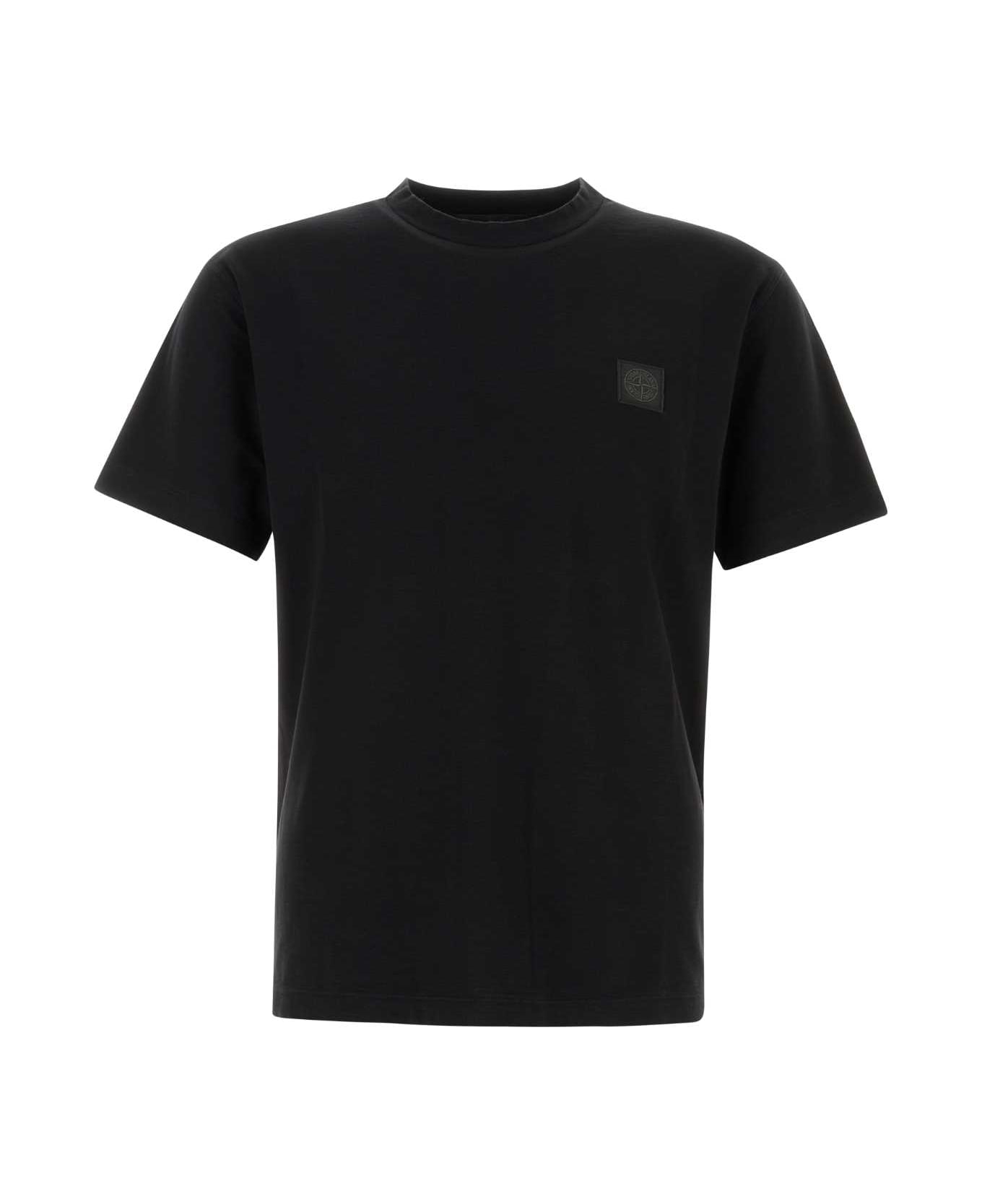Stone Island Black Cotton T-shirt - BLACK