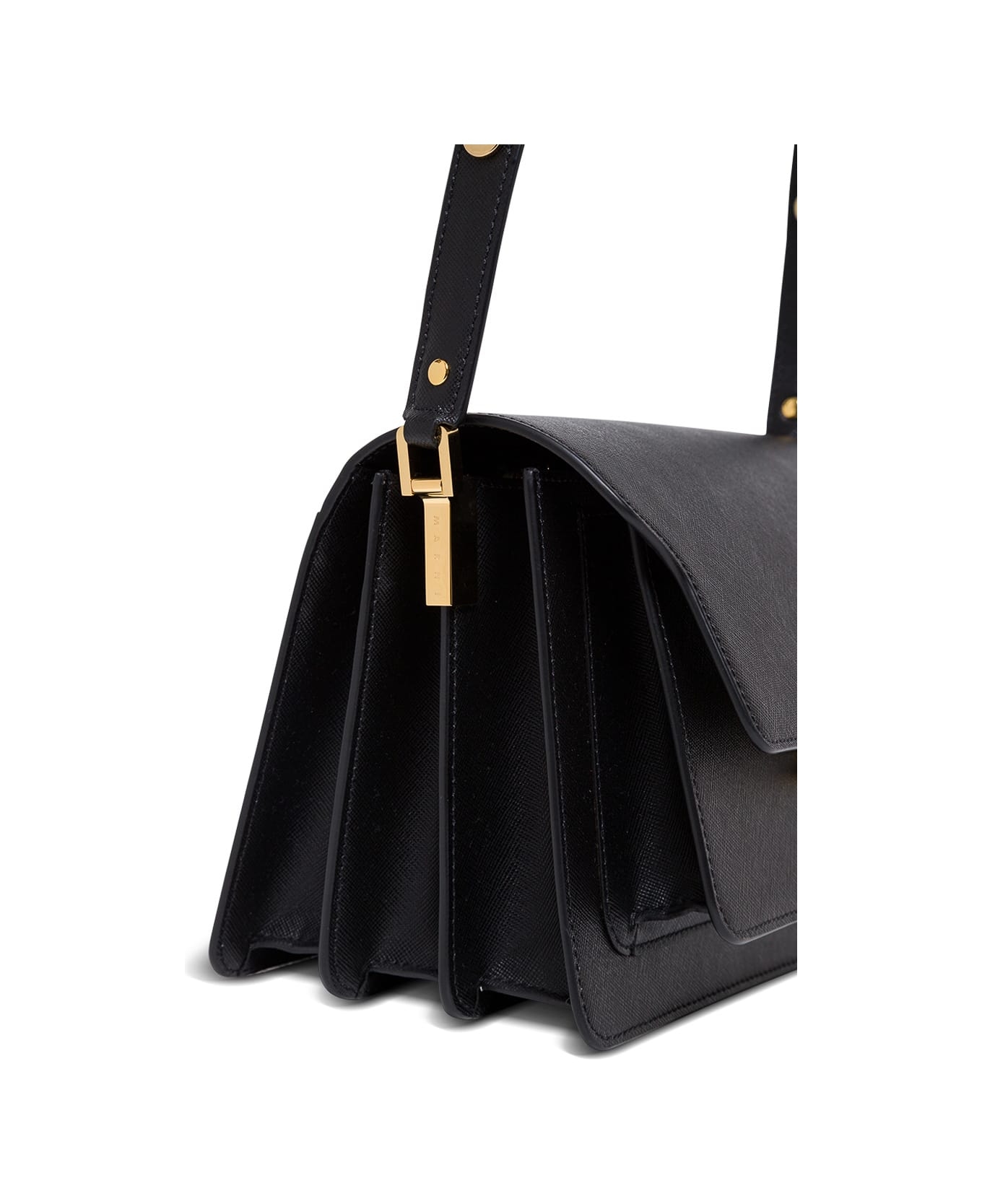 Marni Woman's Black Leather Trunk Crossbody Bag - Black ショルダーバッグ