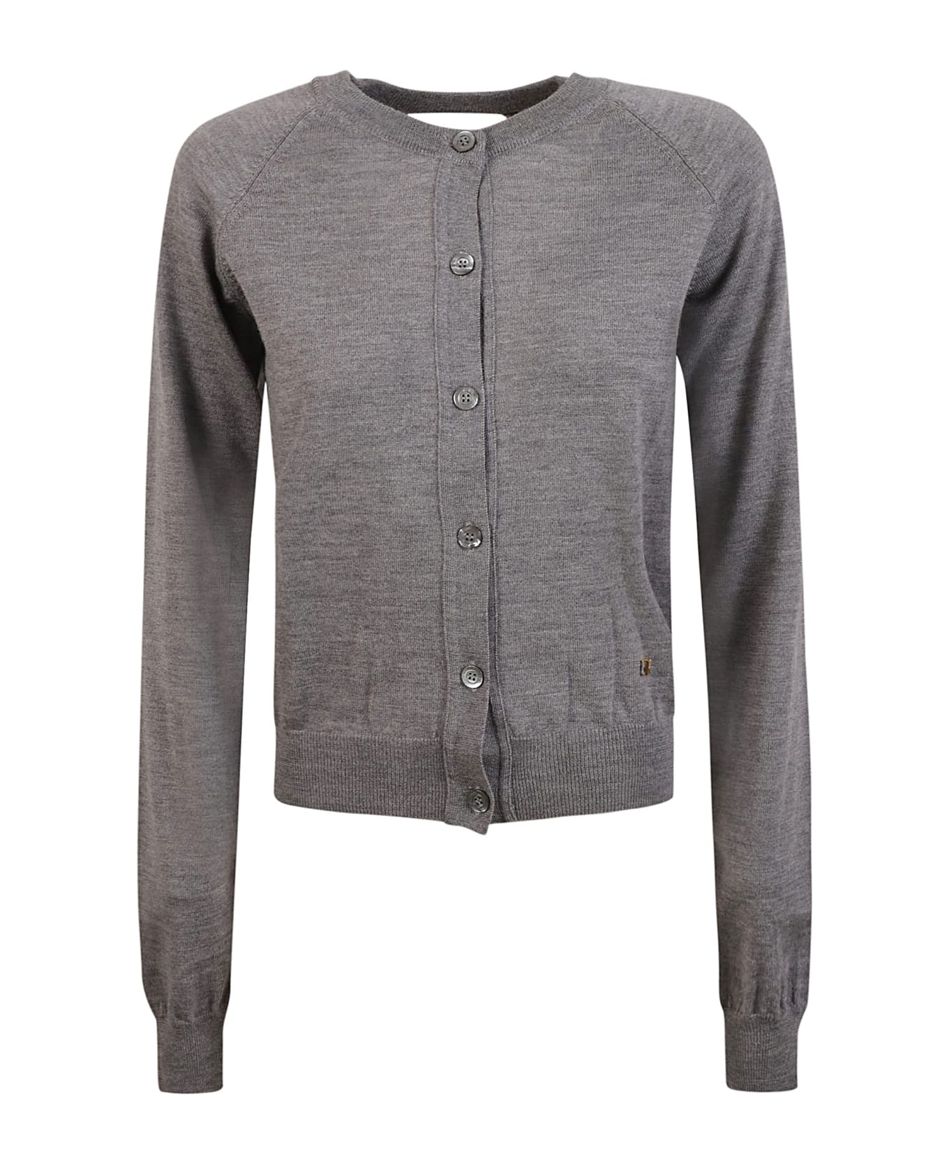 Moschino Open Back Buttoned Knit Cardigan - Grey