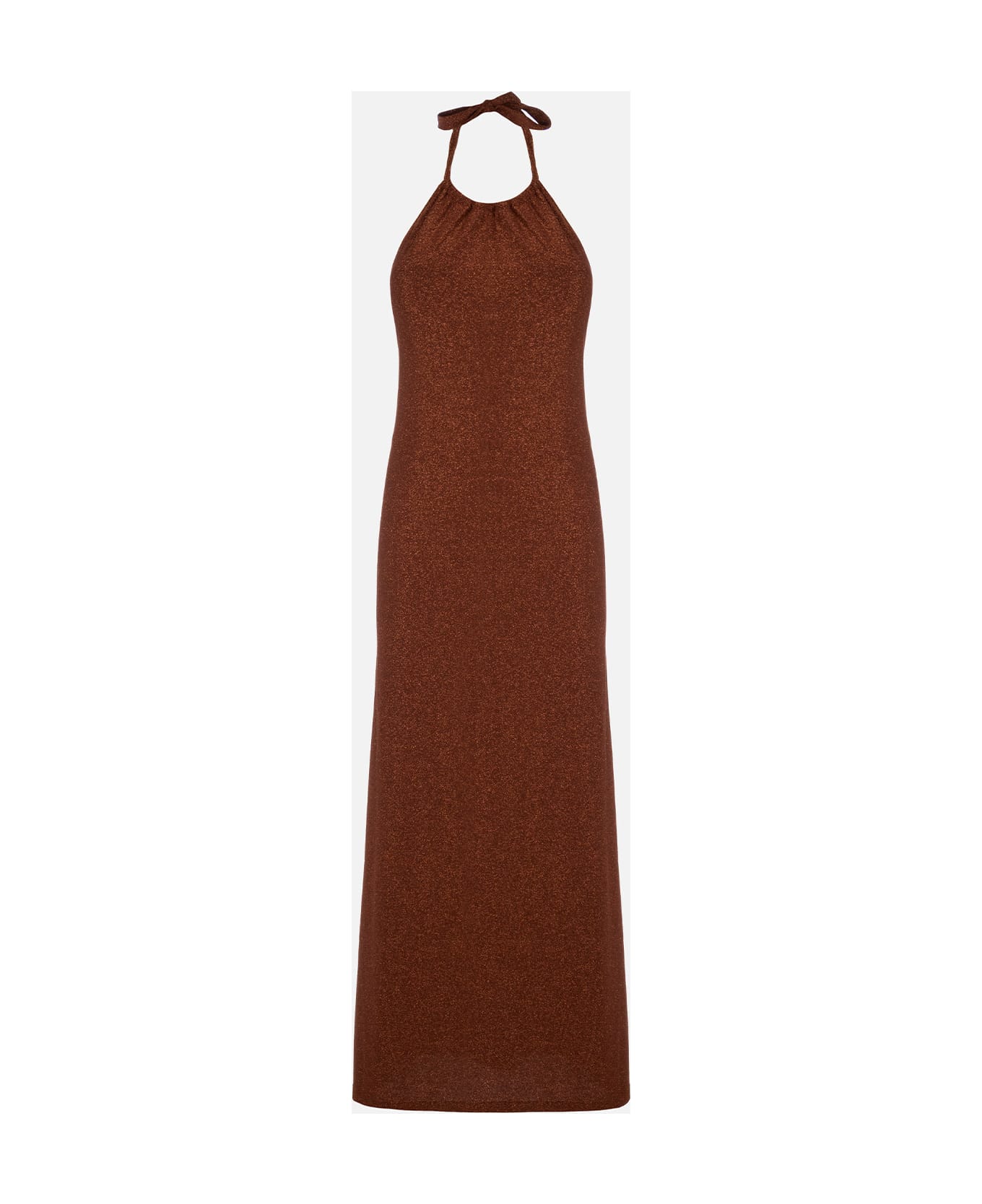 MC2 Saint Barth Lurex Brown Knitted Long Dress - BROWN