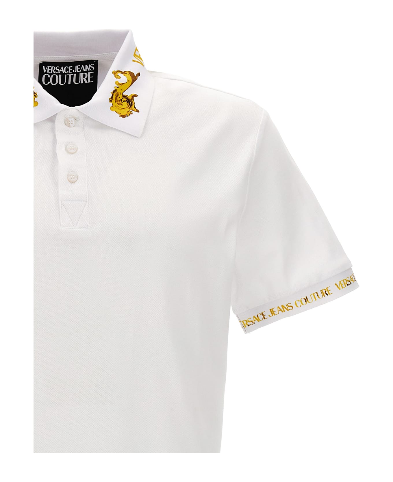 Versace Jeans Couture Logo Print Polo Shirt - White